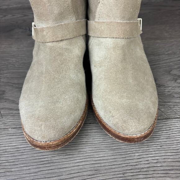 Joie Hoxton Strap Buckle Boots Womens 40 Beige/Tan Suede Round Toe Ankle Booties - Picture 7 of 12
